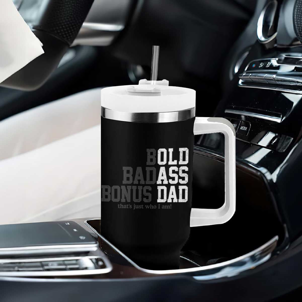 Bold Badass Bonus Dad Tumbler With Handle Old Ass Dad Funny Father's Day Gift TS11 Print Your Wear