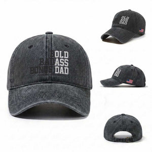 Bold Badass Bonus Dad Washed Cotton Baseball Cap Old Ass Dad Funny Father's Day Gift TS11 Washed Cap Universal Fit Dark Gray Print Your Wear