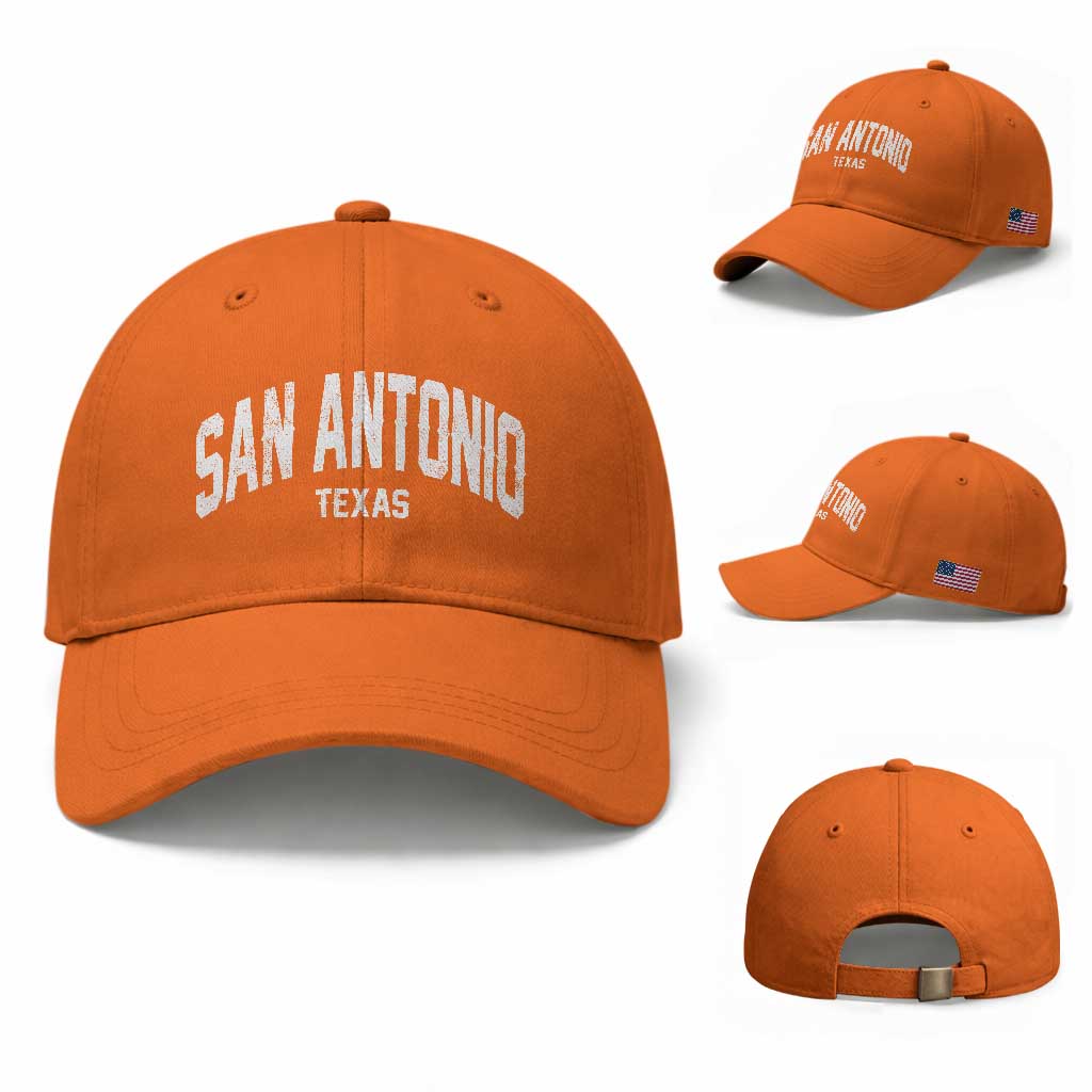 San Antonio Texas TX Vintage Baseball Cap TS11 Baseball Cap Universal Fit Orange Print Your Wear