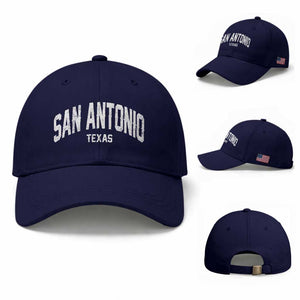 San Antonio Texas TX Vintage Baseball Cap TS11 Baseball Cap Universal Fit Dark Blue Print Your Wear