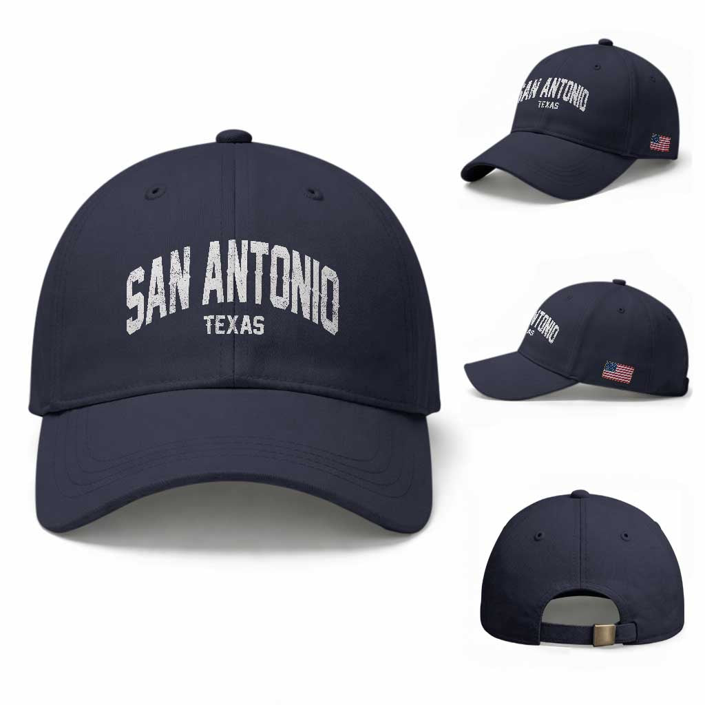 San Antonio Texas TX Vintage Baseball Cap TS11 Baseball Cap Universal Fit Navy Print Your Wear