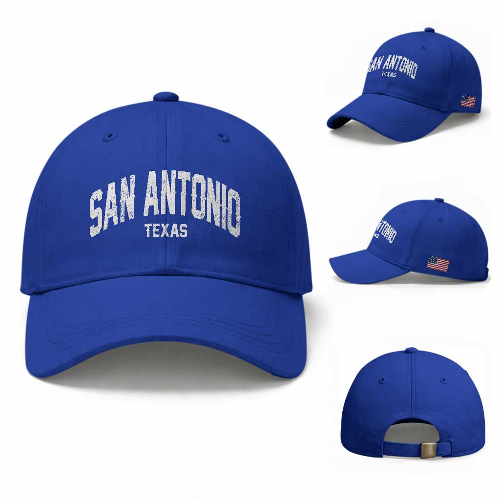 San Antonio Texas TX Vintage Baseball Cap TS11 Baseball Cap Universal Fit Royal Blue Print Your Wear