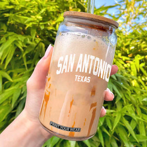 San Antonio Texas TX Vintage Glass Can TS11 Black Print Your Wear