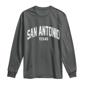 San Antonio Texas TX Vintage Long Sleeve Shirt TS11 Dark Heather Print Your Wear