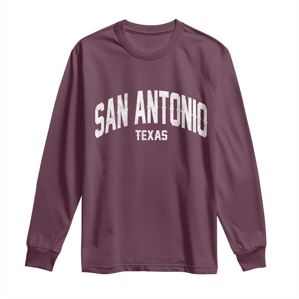 San Antonio Texas TX Vintage Long Sleeve Shirt TS11 Maroon Print Your Wear