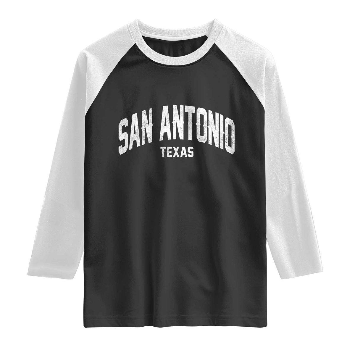 San Antonio Texas TX Vintage Raglan Shirt TS11 Black White Print Your Wear