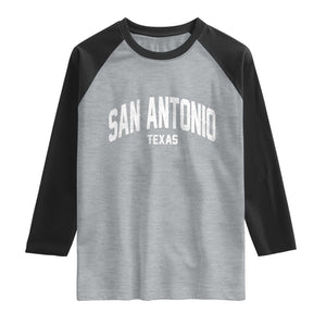 San Antonio Texas TX Vintage Raglan Shirt TS11 Heather Gray Black Print Your Wear