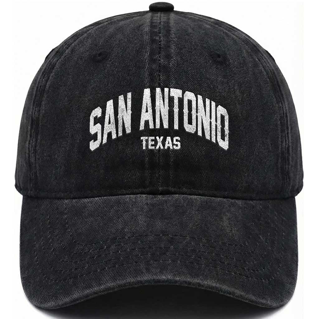 San Antonio Texas TX Vintage Washed Cotton Baseball Cap TS11 Print Your Wear