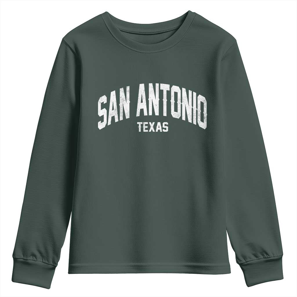 San Antonio Texas TX Vintage Youth Sweatshirt TS11 Dark Forest Green Print Your Wear