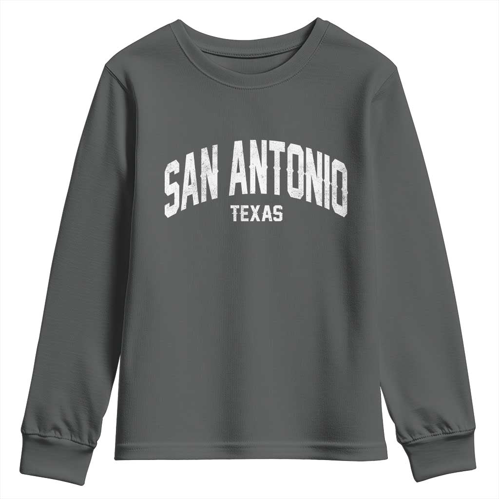 San Antonio Texas TX Vintage Youth Sweatshirt TS11 Dark Heather Print Your Wear