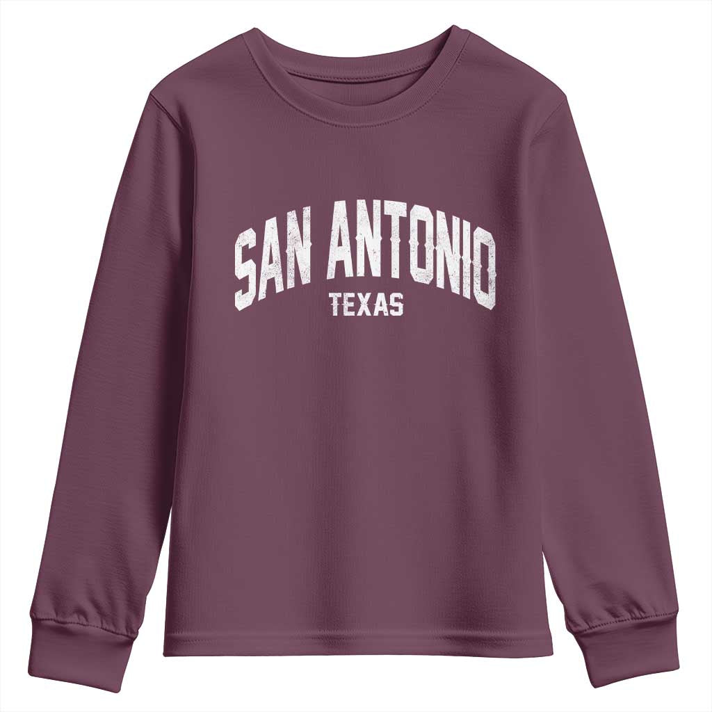 San Antonio Texas TX Vintage Youth Sweatshirt TS11 Maroon Print Your Wear