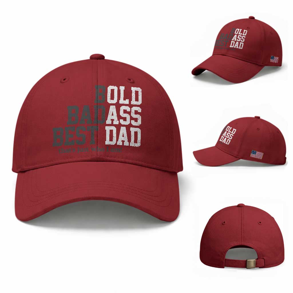 Bold Badass Best Dad Baseball Cap Funny Old Ass Father Gag Gift TS11 Baseball Cap Universal Fit Cherry Red Print Your Wear