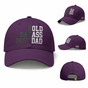 Bold Badass Best Dad Baseball Cap Funny Old Ass Father Gag Gift TS11 Baseball Cap Universal Fit Purple Print Your Wear