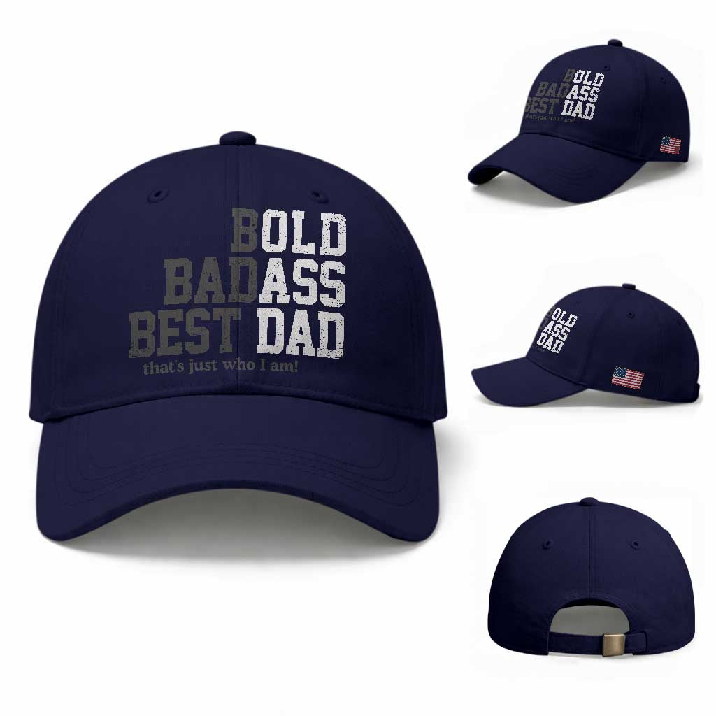 Bold Badass Best Dad Baseball Cap Funny Old Ass Father Gag Gift TS11 Baseball Cap Universal Fit Dark Blue Print Your Wear