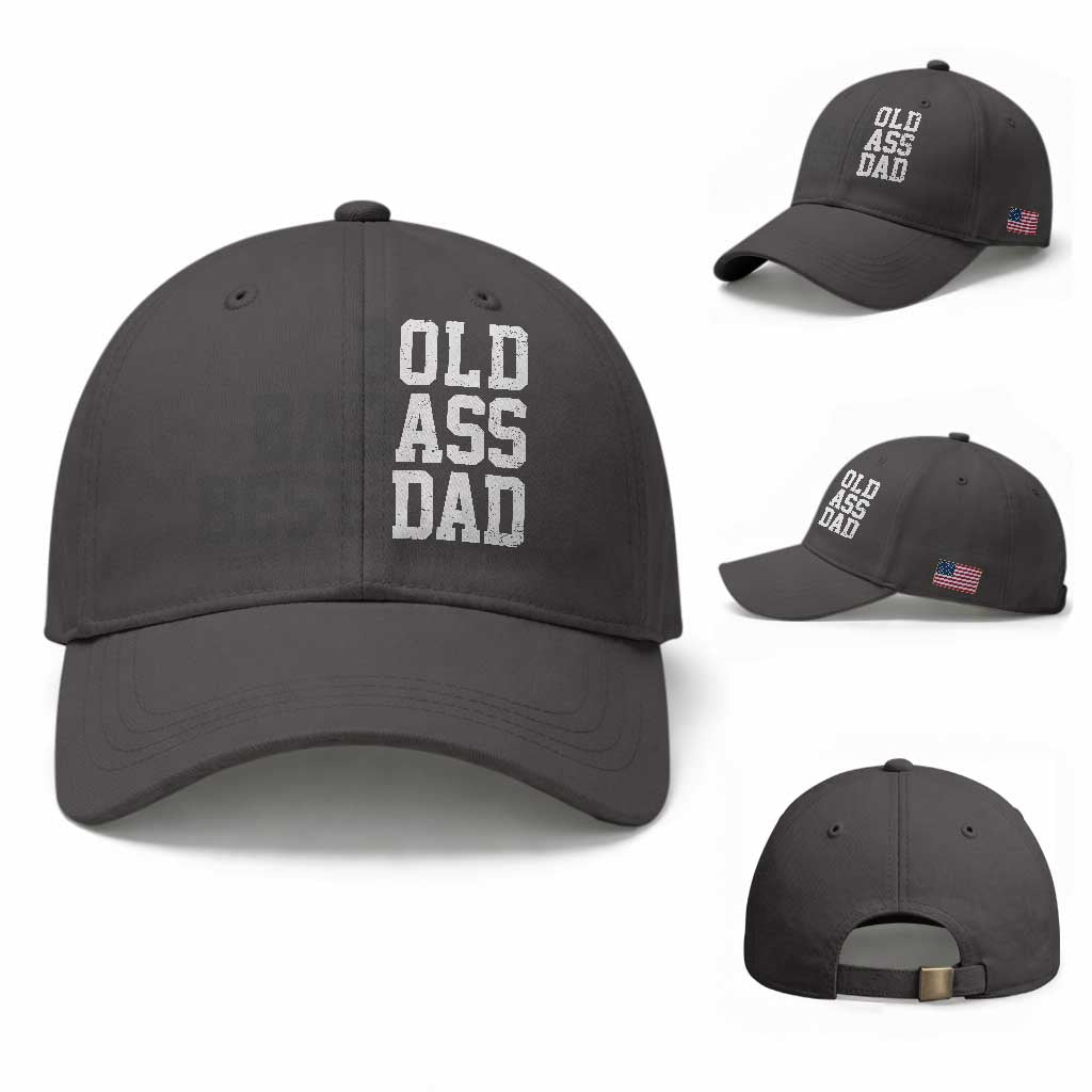 Bold Badass Best Dad Baseball Cap Funny Old Ass Father Gag Gift TS11 Baseball Cap Universal Fit Dark Gray Print Your Wear