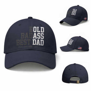 Bold Badass Best Dad Baseball Cap Funny Old Ass Father Gag Gift TS11 Baseball Cap Universal Fit Navy Print Your Wear