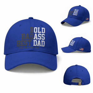 Bold Badass Best Dad Baseball Cap Funny Old Ass Father Gag Gift TS11 Baseball Cap Universal Fit Royal Blue Print Your Wear