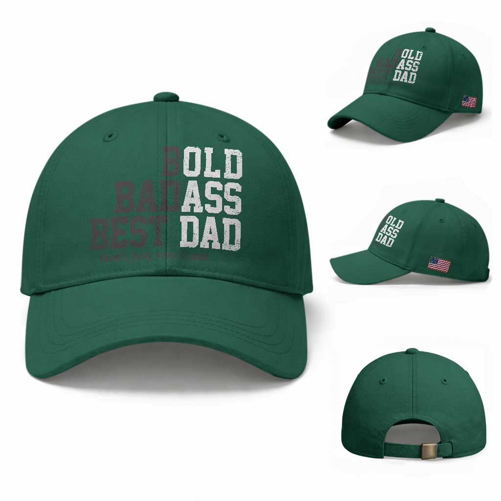 Bold Badass Best Dad Baseball Cap Funny Old Ass Father Gag Gift TS11 Baseball Cap Universal Fit Irish Green Print Your Wear