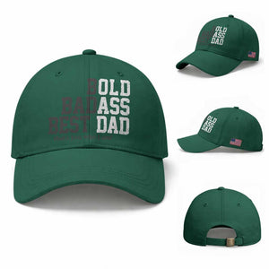 Bold Badass Best Dad Baseball Cap Funny Old Ass Father Gag Gift TS11 Baseball Cap Universal Fit Irish Green Print Your Wear