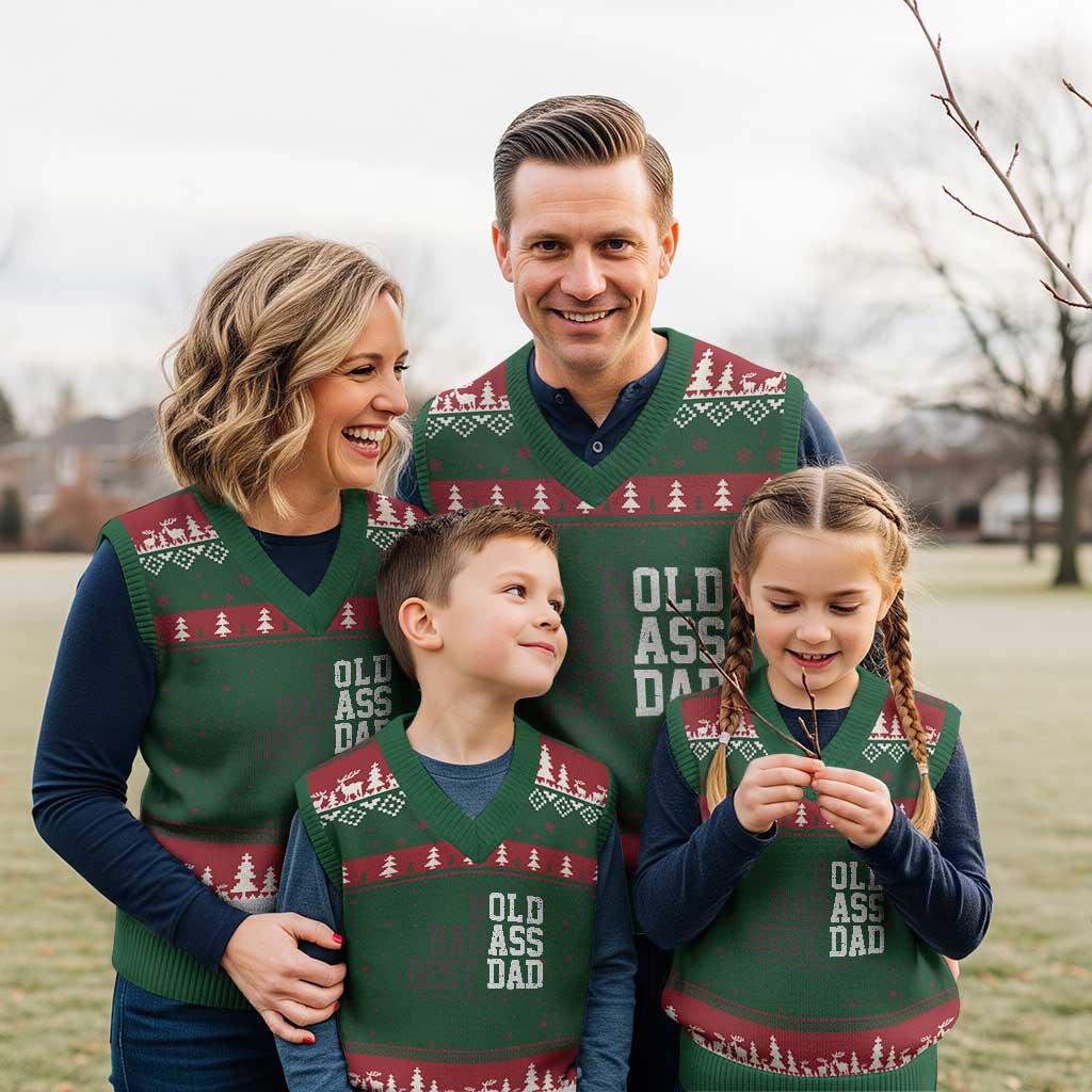 Bold Badass Best Dad V-Neck Knit Sweater Vest Funny Old Ass Father Gag Gift TS11 Red Green Print Your Wear