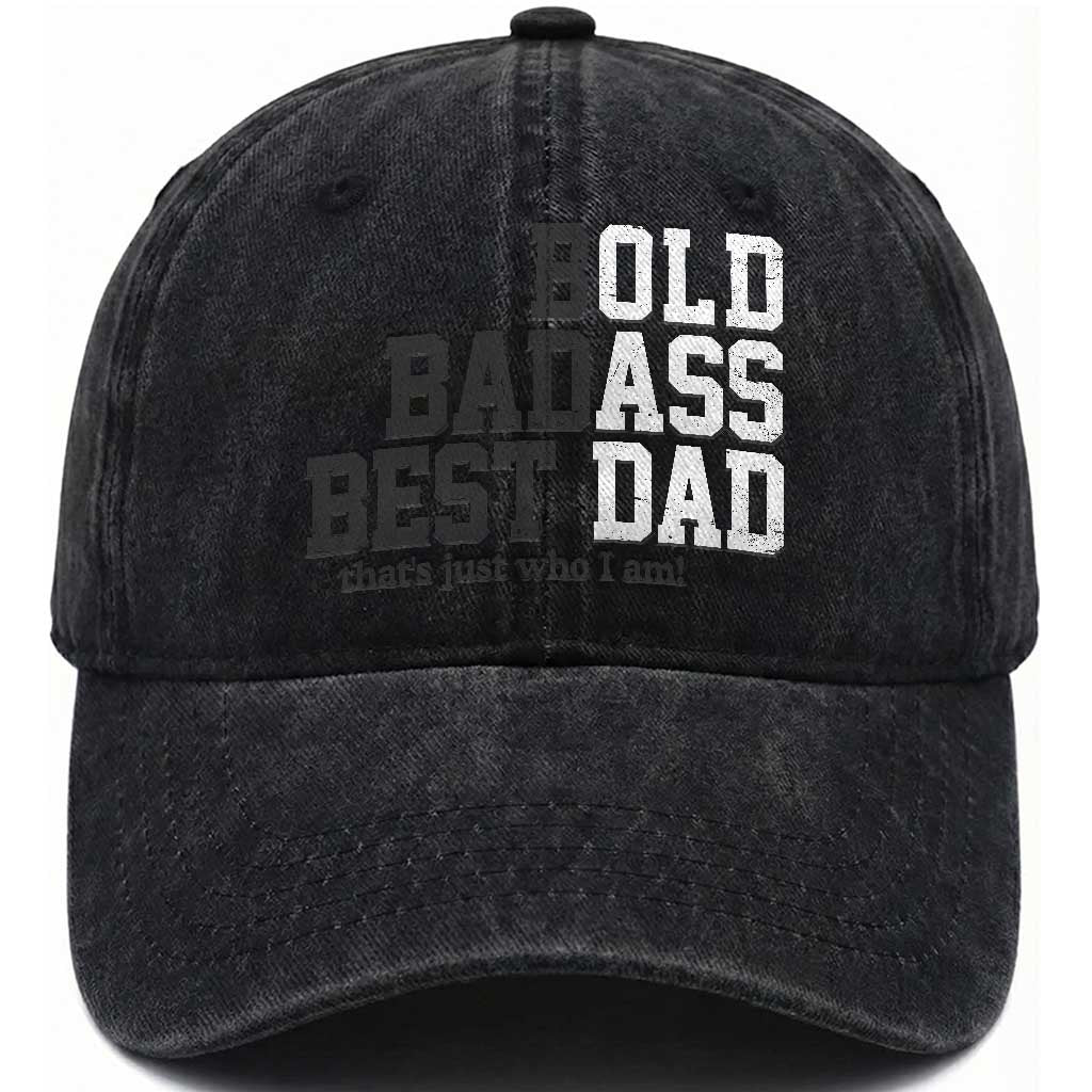 Bold Badass Best Dad Washed Cotton Baseball Cap Funny Old Ass Father Gag Gift TS11 Print Your Wear