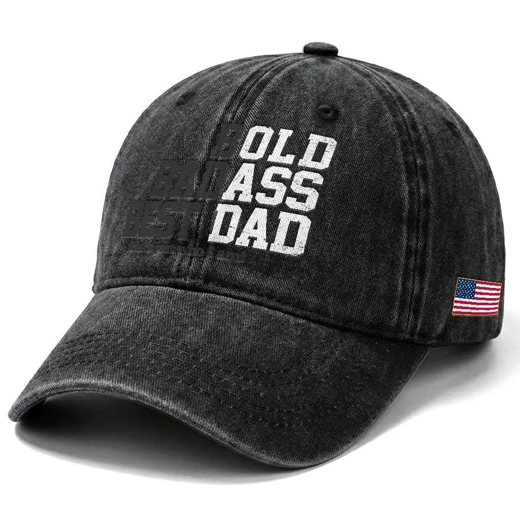 Bold Badass Best Dad Washed Cotton Baseball Cap Funny Old Ass Father Gag Gift TS11 Print Your Wear