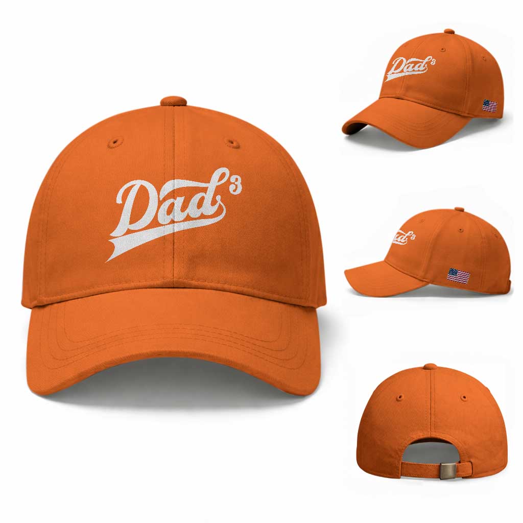 Dad Of Three Baseball Cap Funny Daddy 3 Promoted for The Second Time TS11 Baseball Cap Universal Fit Orange Print Your Wear