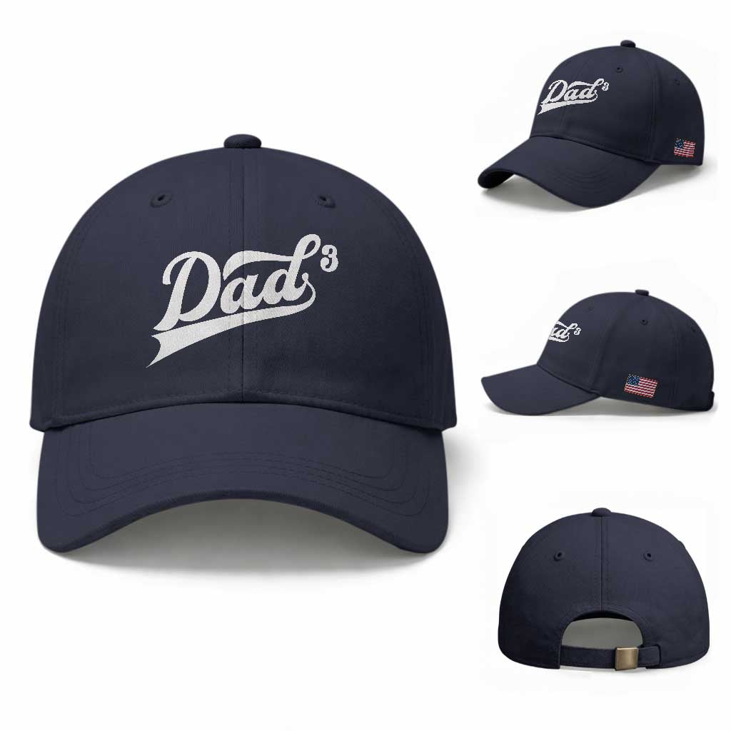 Dad Of Three Baseball Cap Funny Daddy 3 Promoted for The Second Time TS11 Baseball Cap Universal Fit Navy Print Your Wear