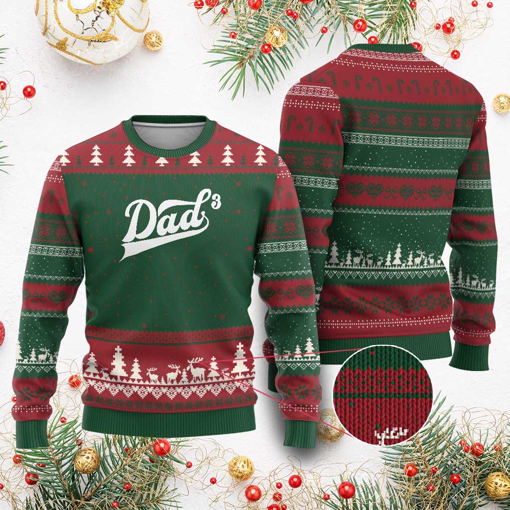 Dad Of Three Ugly Christmas Sweater Funny Daddy 3 Promoted for The Second Time TS11 Red Green Print Your Wear