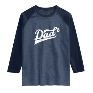 Dad Of Three Raglan Shirt Funny Daddy 3 Promoted for The Second Time TS11 Heather Denim Navy Print Your Wear