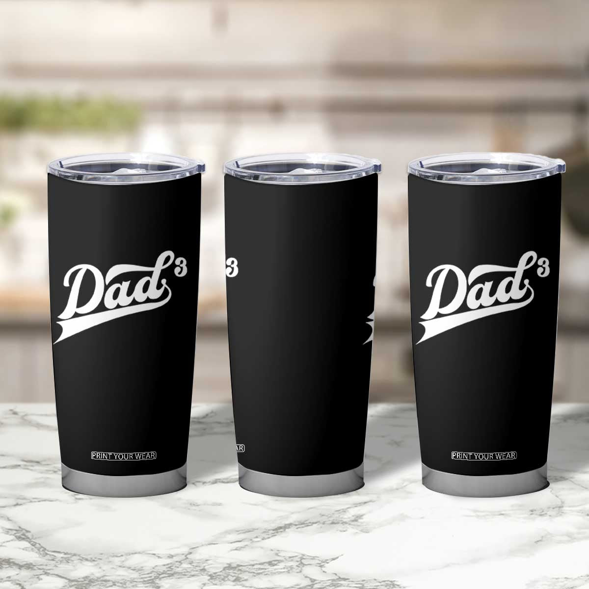 Dad Of Three Tumbler Cup Funny Daddy 3 Promoted for The Second Time TS11 Print Your Wear