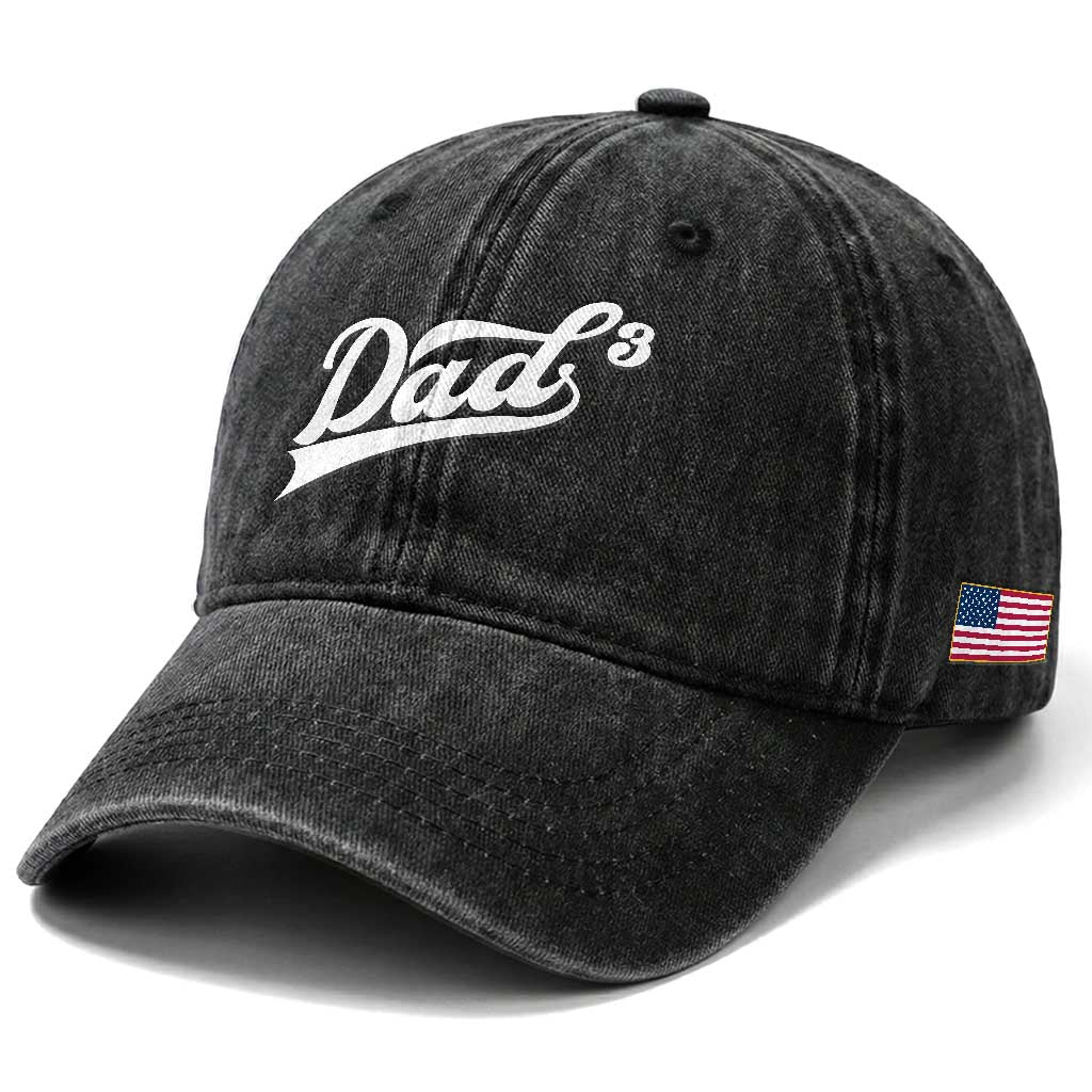 Dad Of Three Washed Cotton Baseball Cap Funny Daddy 3 Promoted for The Second Time TS11 Print Your Wear