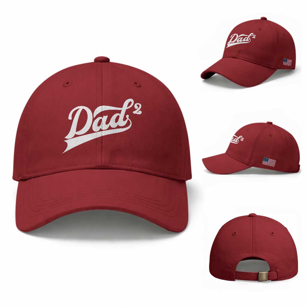 Dad Of Two Baseball Cap Funny Daddy 2 Promoted for The Second Time TS11 Baseball Cap Universal Fit Cherry Red Print Your Wear
