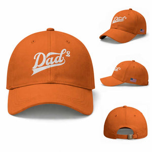 Dad Of Two Baseball Cap Funny Daddy 2 Promoted for The Second Time TS11 Baseball Cap Universal Fit Orange Print Your Wear