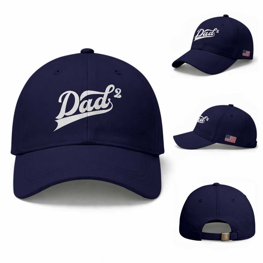 Dad Of Two Baseball Cap Funny Daddy 2 Promoted for The Second Time TS11 Baseball Cap Universal Fit Dark Blue Print Your Wear