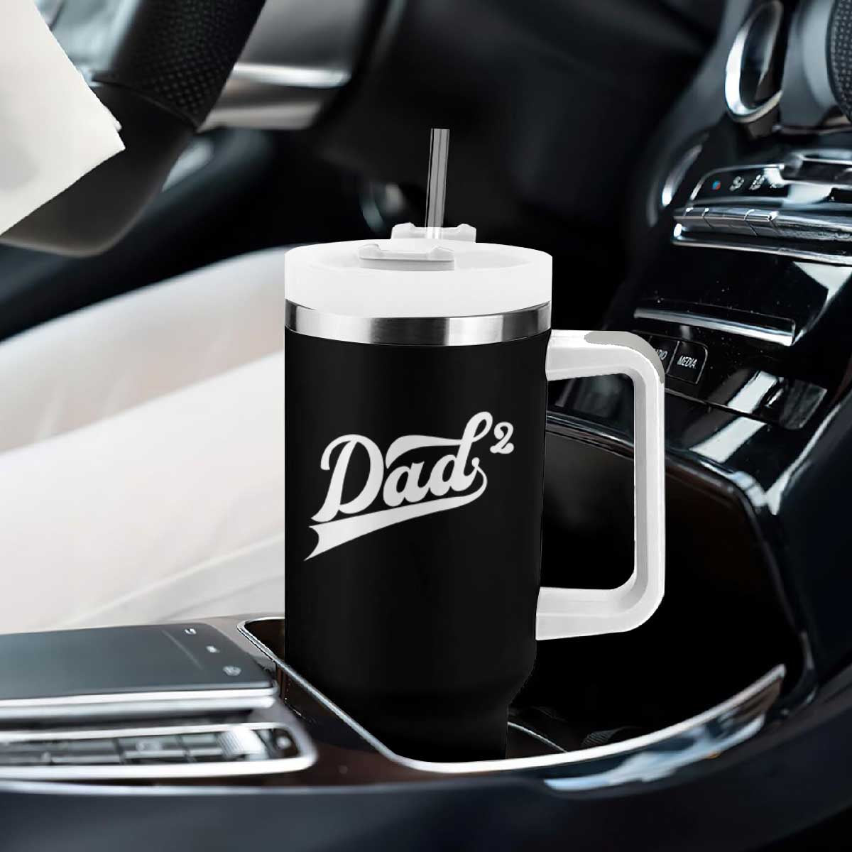 Dad Of Two Tumbler With Handle Funny Daddy 2 Promoted for The Second Time TS11 Print Your Wear