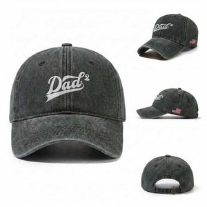 Dad Of Two Washed Cotton Baseball Cap Funny Daddy 2 Promoted for The Second Time TS11 Washed Cap Universal Fit Dark Green Print Your Wear