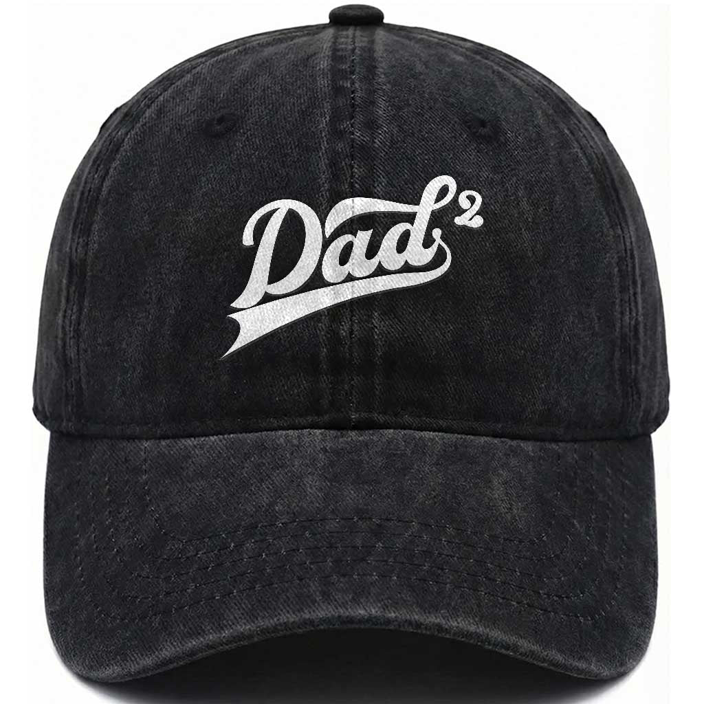 Dad Of Two Washed Cotton Baseball Cap Funny Daddy 2 Promoted for The Second Time TS11 Print Your Wear