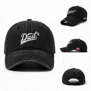 Dad Of Two Washed Cotton Baseball Cap Funny Daddy 2 Promoted for The Second Time TS11 Washed Cap Universal Fit Black Print Your Wear