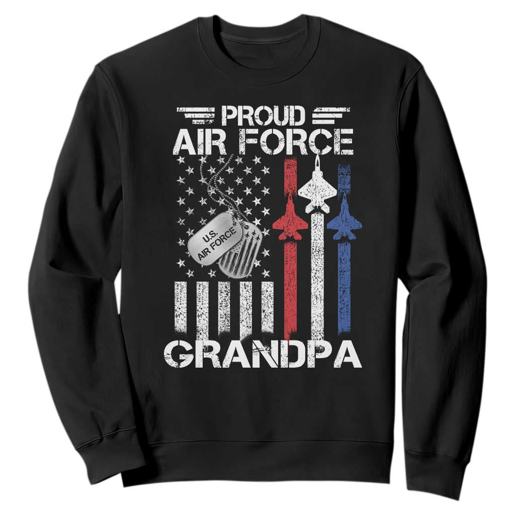 Proud Air Force Grandpa Sweatshirt Military Army Grandfather Vintage American Flag TS11 Black Print Your Wear