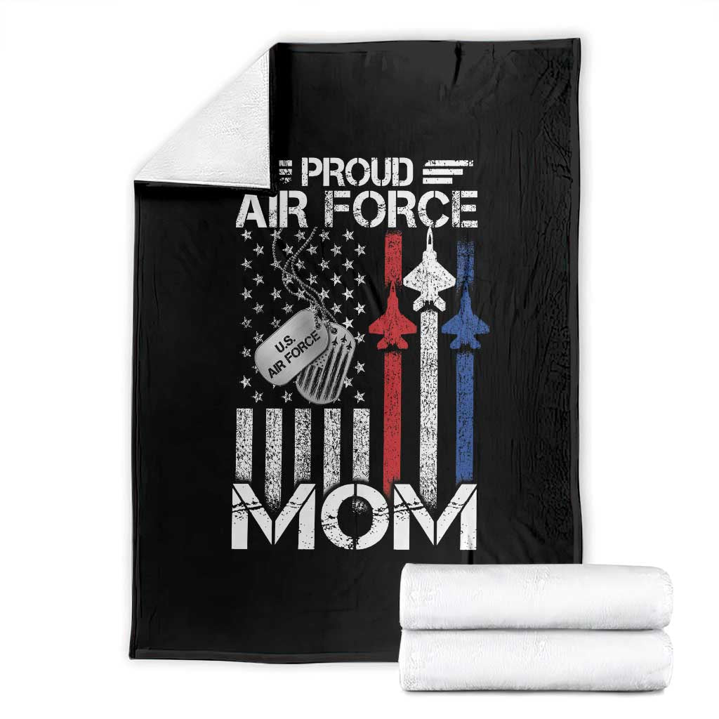 Proud Air Force Mom Throw Blanket Military Army Mama Vintage American Flag TS11 Black Print Your Wear