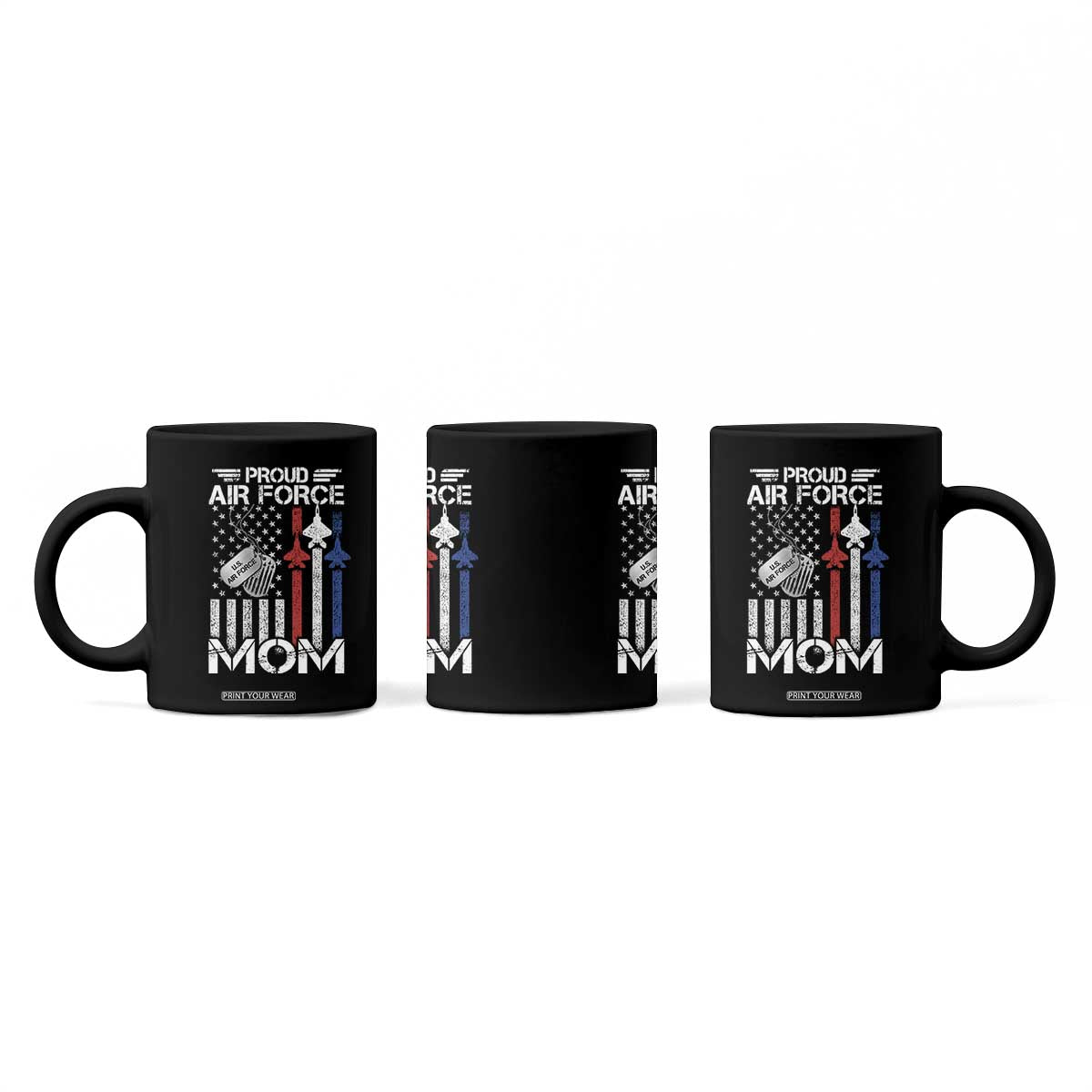 Proud Air Force Mom Coffee Mug Military Army Mama Vintage American Flag TS11 Print Your Wear