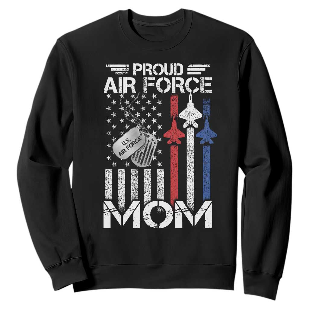 Proud Air Force Mom Sweatshirt Military Army Mama Vintage American Flag TS11 Black Print Your Wear