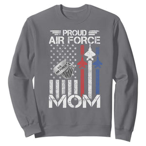 Proud Air Force Mom Sweatshirt Military Army Mama Vintage American Flag TS11 Charcoal Print Your Wear