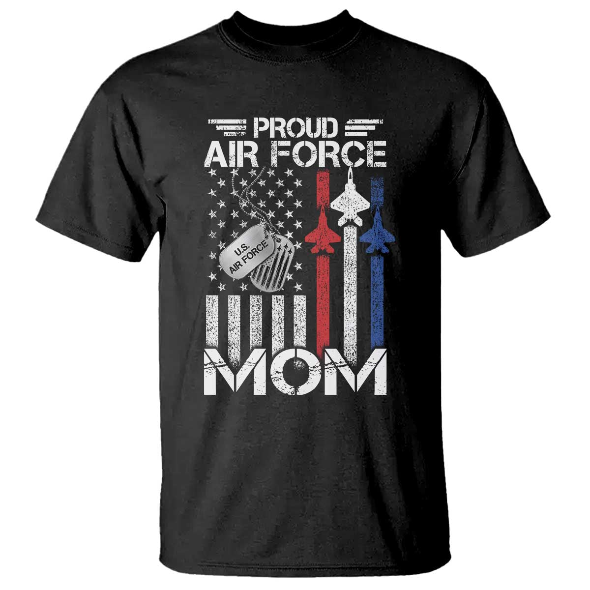 Proud Air Force Mom T Shirt Military Army Mama Vintage American Flag TS11 Black Print Your Wear