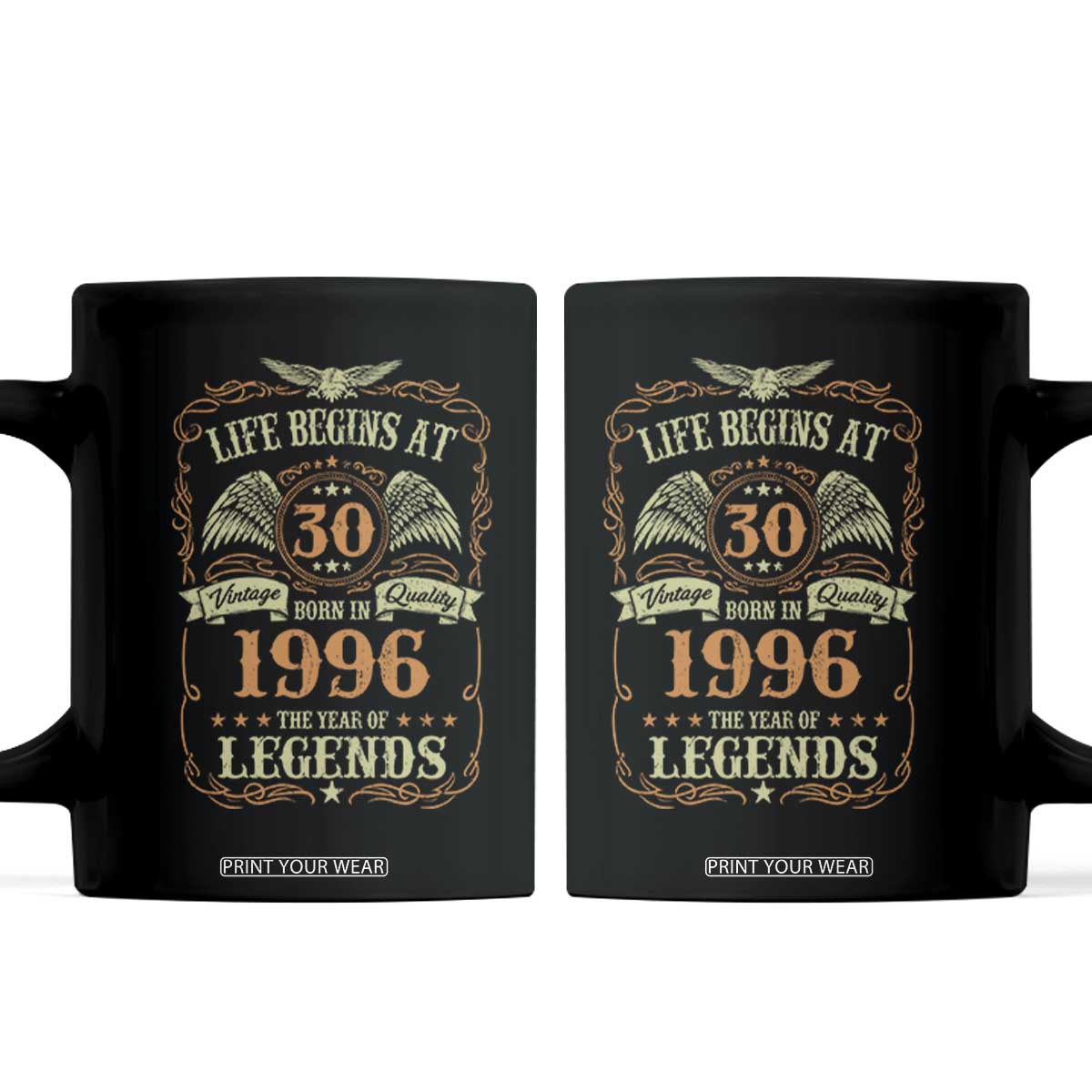 30th Birthday Coffee Mug Life Begins At 30 Born In 1996 The Year Of Legends TS11 Black Print Your Wear