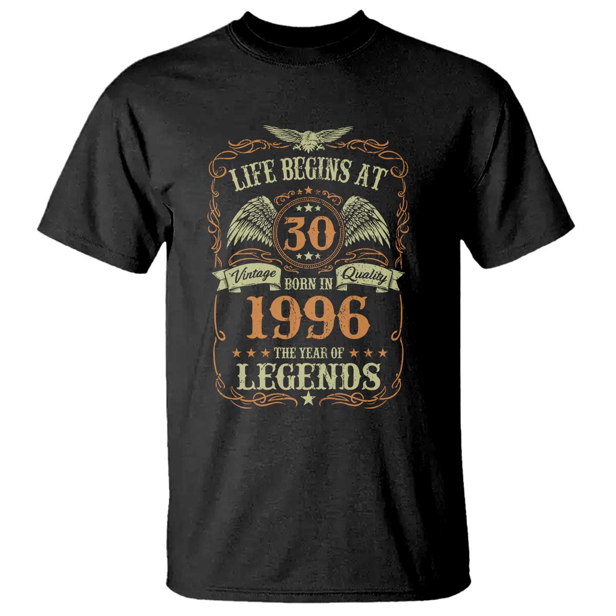 30th Birthday T Shirt Life Begins At 30 Born In 1996 The Year Of Legends TS11 Black Print Your Wear