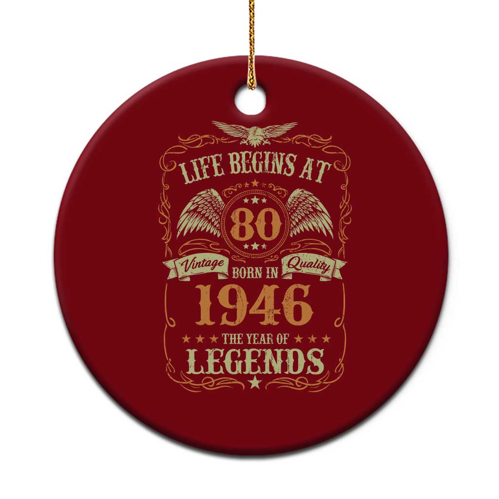 80th Birthday Ceramic Ornament Life Begins At 80 Born In 1946 The Year Of Legends TS11 1pc Red Print Your Wear