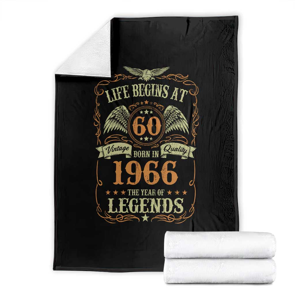 60th Birthday Throw Blanket Life Begins At 60 Born In 1966 The Year Of Legends TS11 Black Print Your Wear