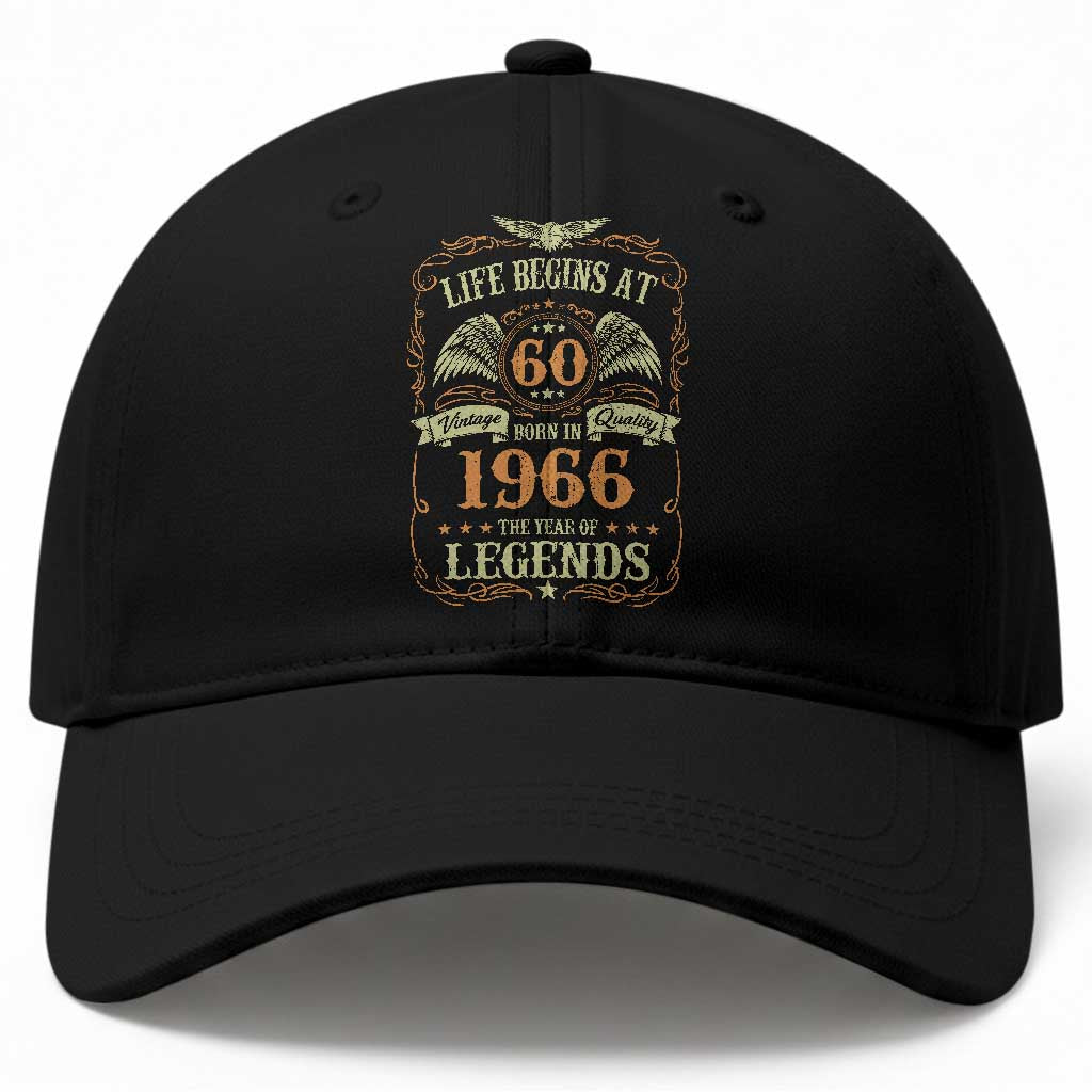 60th Birthday Baseball Cap Life Begins At 60 Born In 1966 The Year Of Legends TS11 Print Your Wear